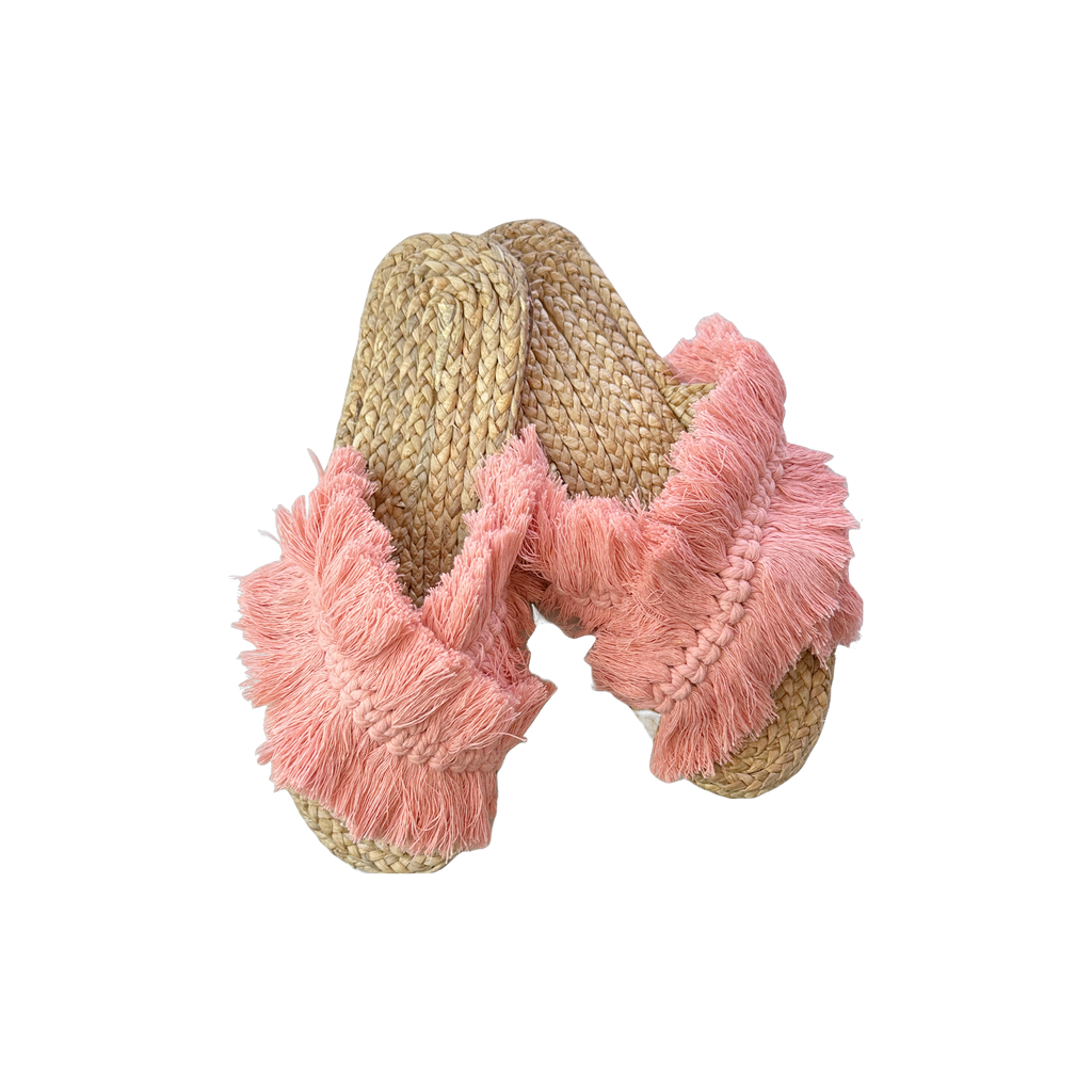 Wholesale Spa Slippers- Raffia Pom (Prepack 6)