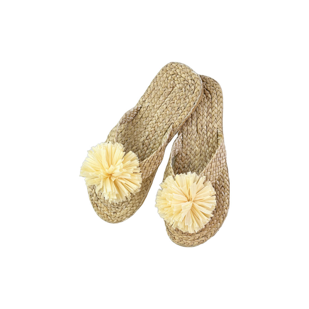 Wholesale Spa Slippers- Raffia Pom (Prepack 6)